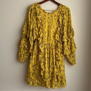Happy X Nature Yellow Floral Meadow Ruffle Mini Dress